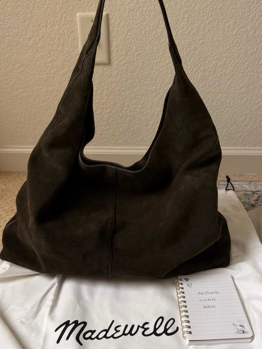 Madewell Slouchy Large Green Suede Hobo Leather Tote - Picture 7 of 9